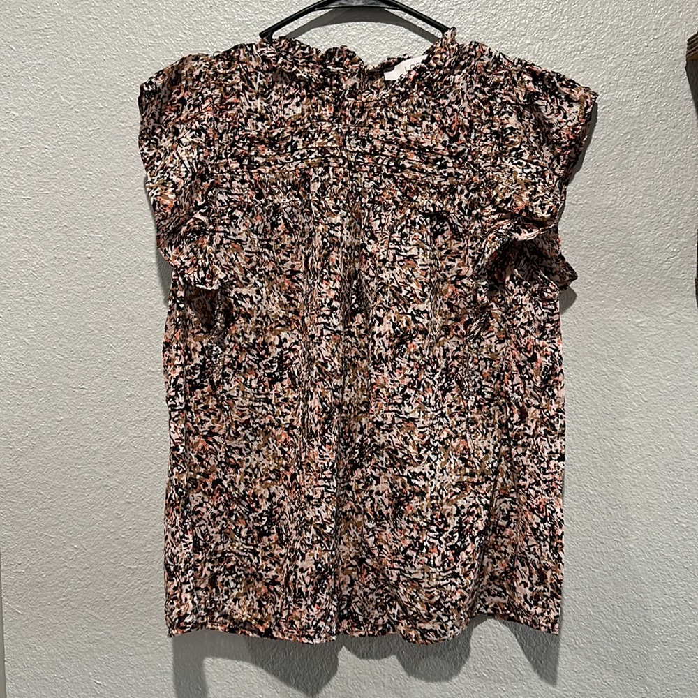 Loft Ruffle Smock Flutter Sleeve Shell Blouse - image 2